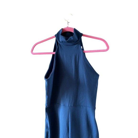NWT Susana Monaco Dark Teal Blue Mock Neck Legging Jumpsuit Size Small - Picture 7 of 11